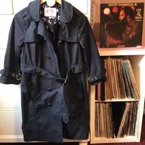 Juicy Couture Vintage Y2k Trench Coat Military Black Gold Medium Girly Jacket M